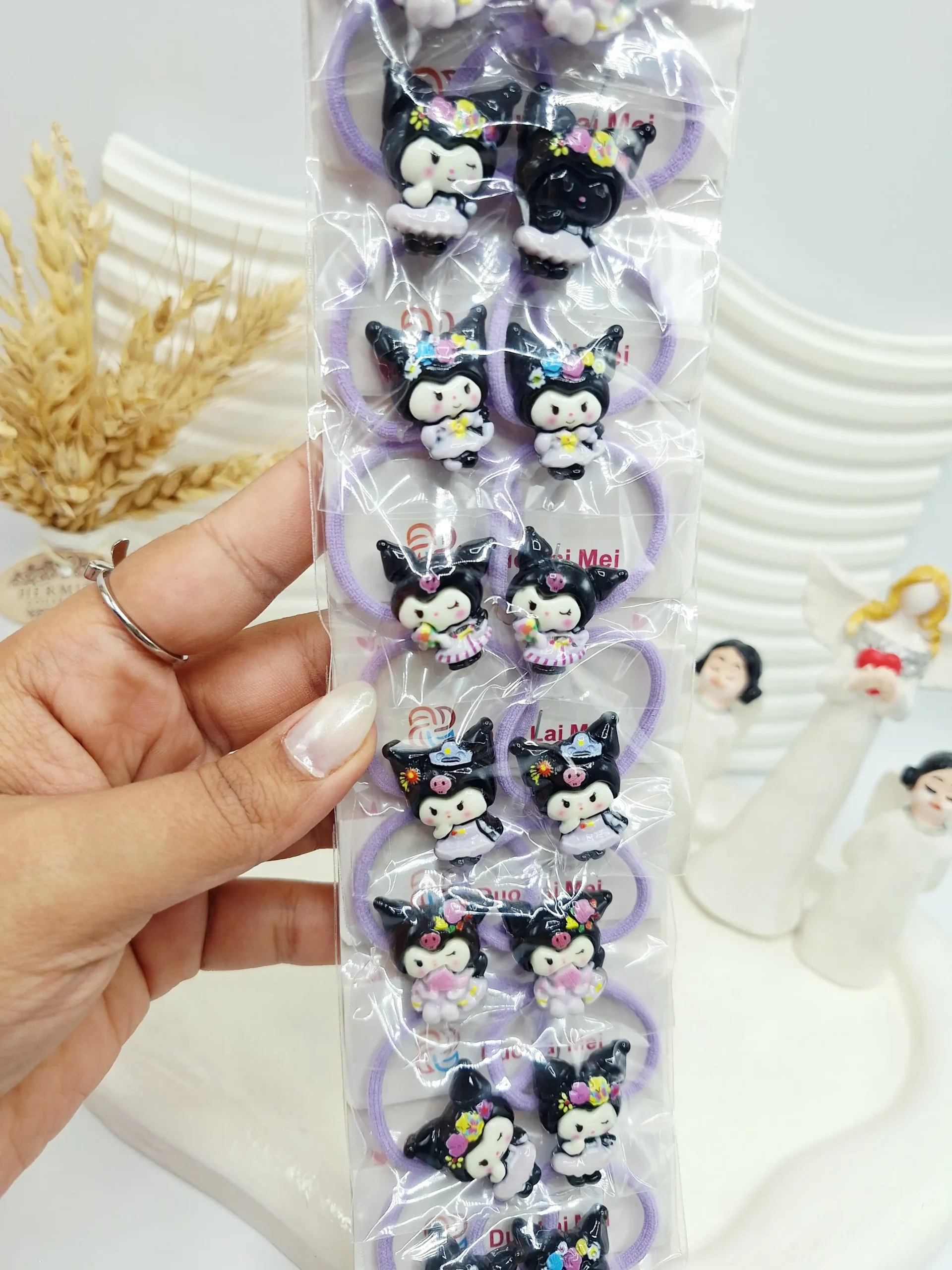 20251117112854581-thumbnail ست 10 تایی کش مو 2 تایی بنفش طرح کرومی مشکی - Image 1