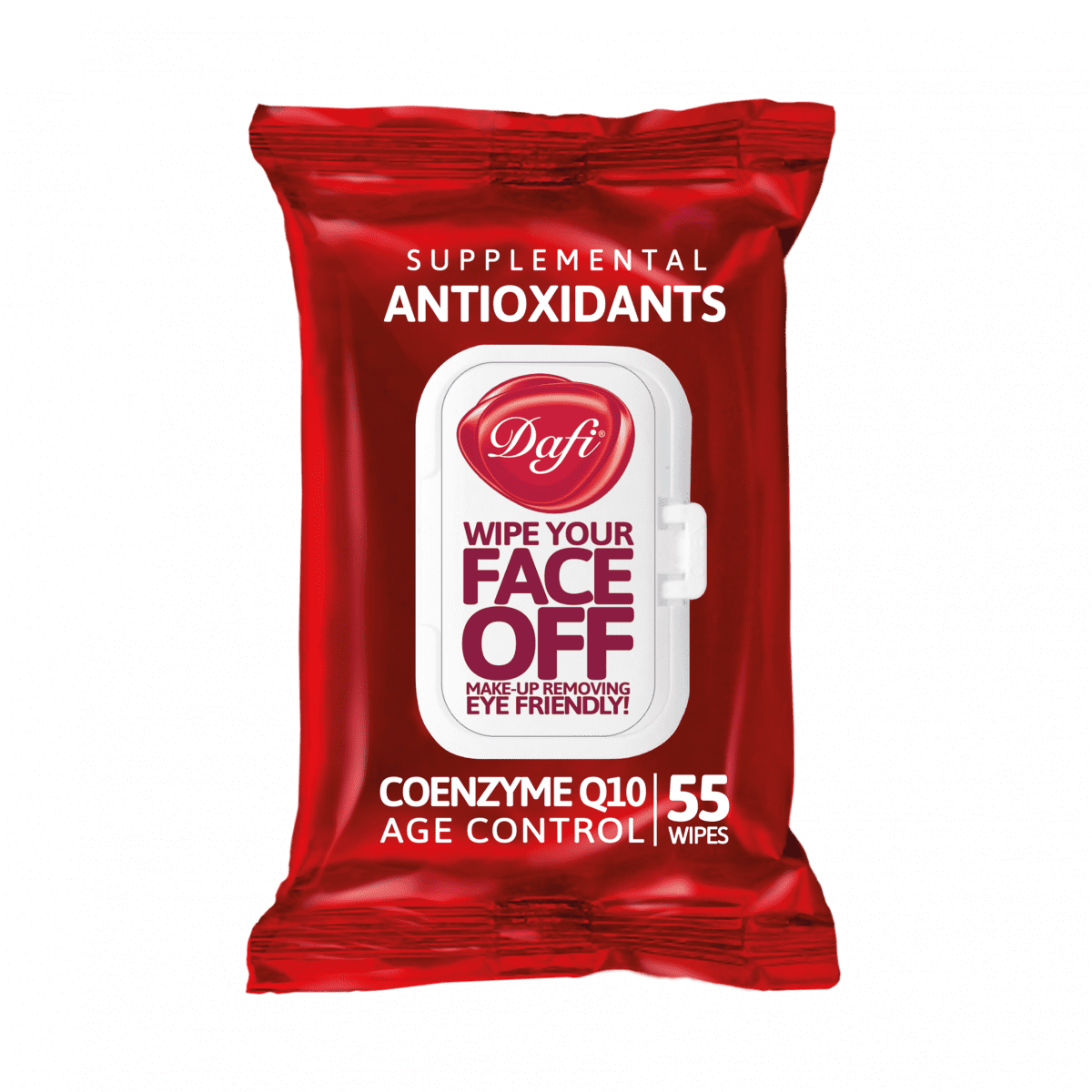 dafi032 دستمال مرطوب پاک کننده آرایش آنتی اکسیدان درب دار دافی بسته 55 عددی - Image 1