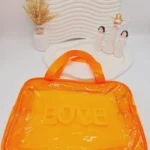 کیف لوازم آرایشی سایز بزرگ مدل LOVE (رنگ نارنجی)