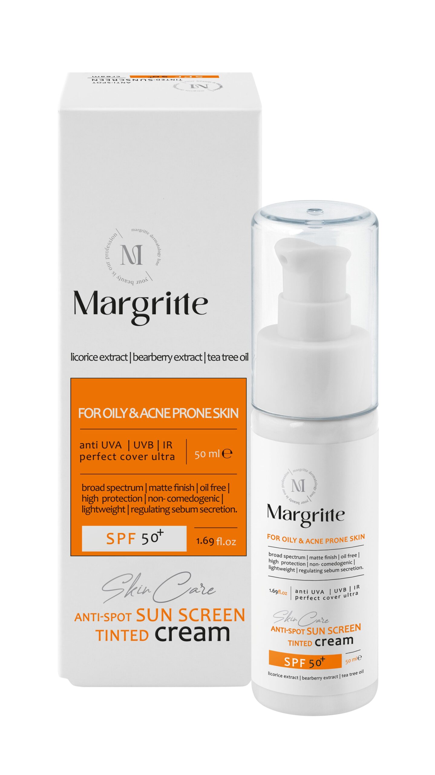 bd0e8784-e48f-4250-901a-ab528deb3ebd کرم ضدآفتاب و روشن کننده (بژ طبیعی) حجم 50 میلی لیتر SPF 50+ مارگریت - Image 1