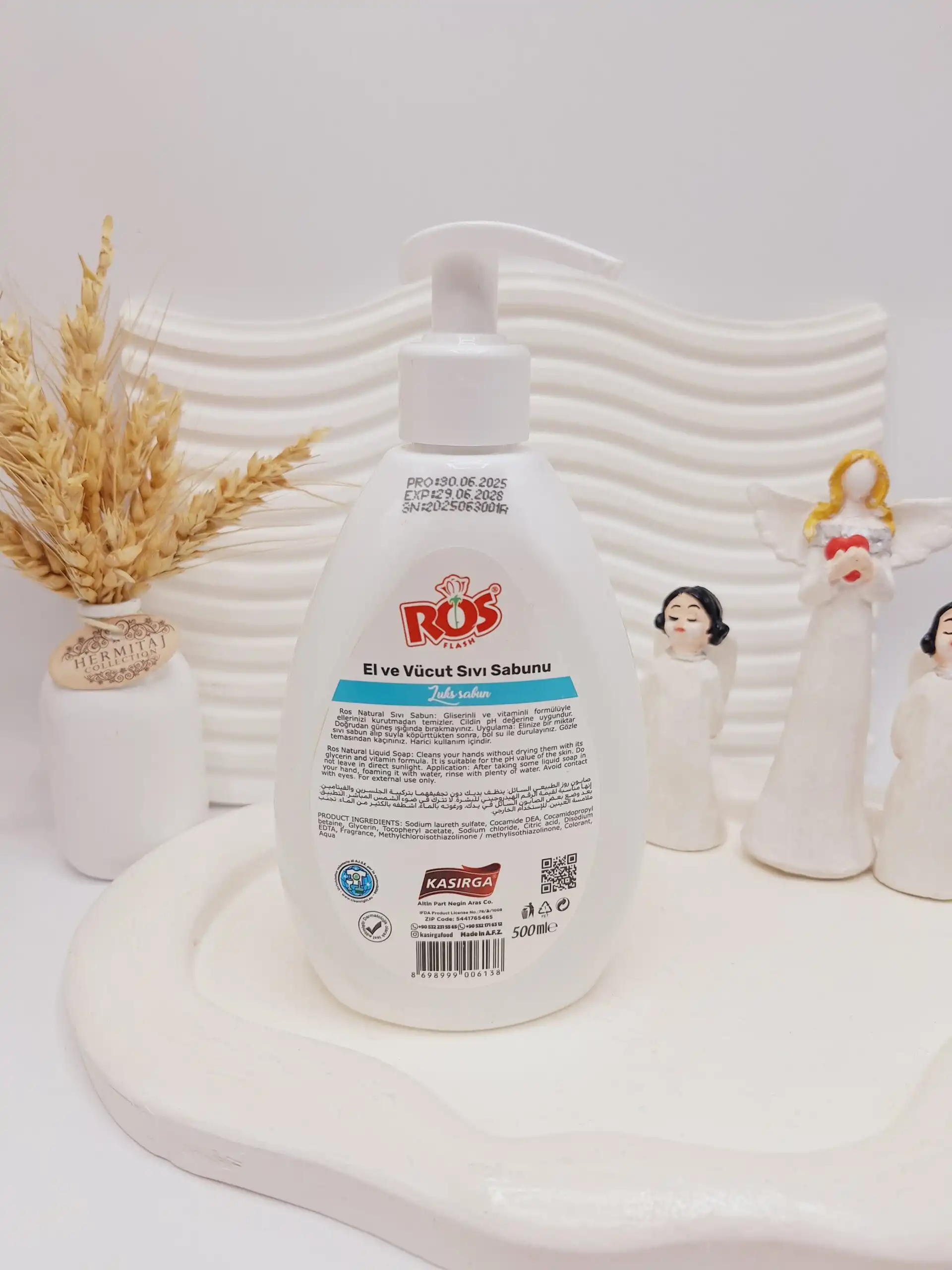 20251102002435611-thumbnail مایع صورت و بدن با رایحه شیر و گل بابونه حجم 500 میل برند ROS کد 6138 - Image 1