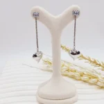 گوشواره طرح آویز قلب نگین دار نقره ای برند YSX