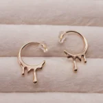 گوشواره ژوپینگ طرح قطره چکیده طلایی