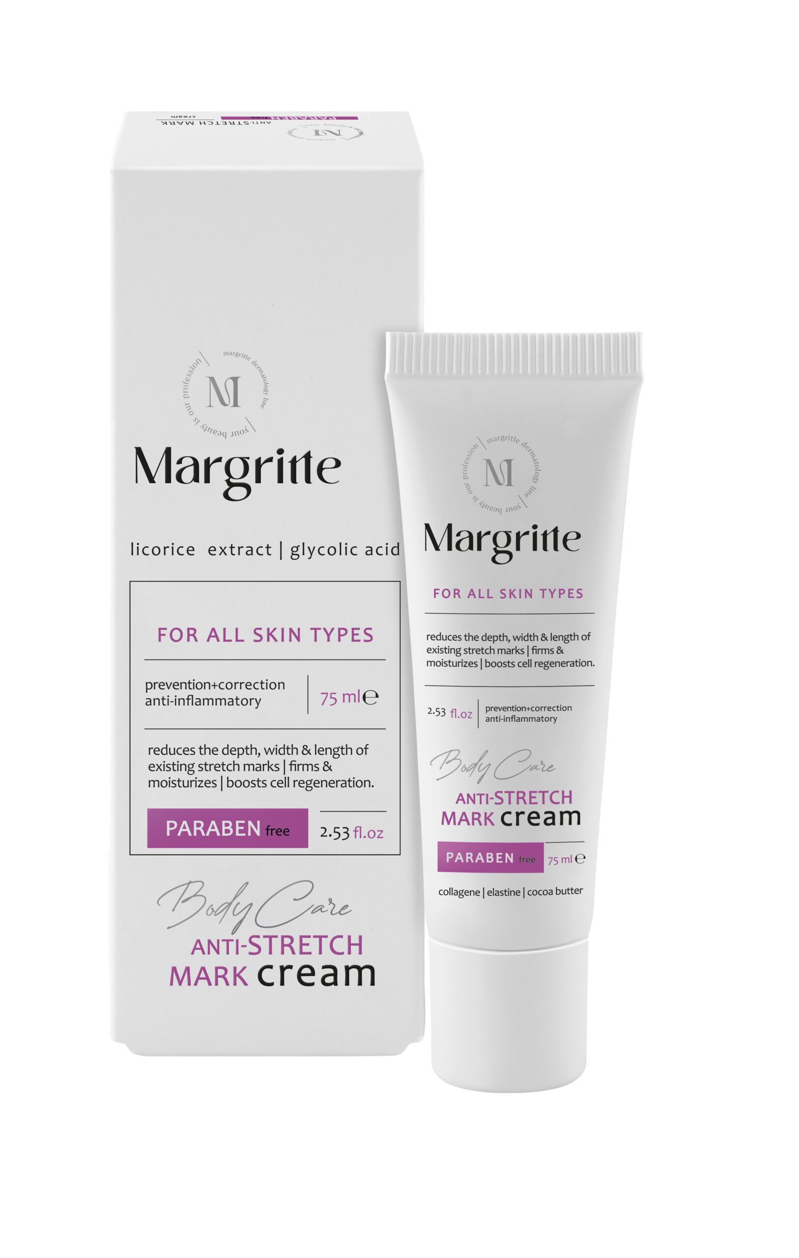 1bb5c1c9-5d42-406e-93ab-6f44717974a6 کرم رفع ترک بدن حجم 75 میلی لیتر مارگریت - Image 1