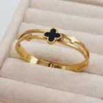 دستبند طلایی طرح ونکلیف تک مشکی