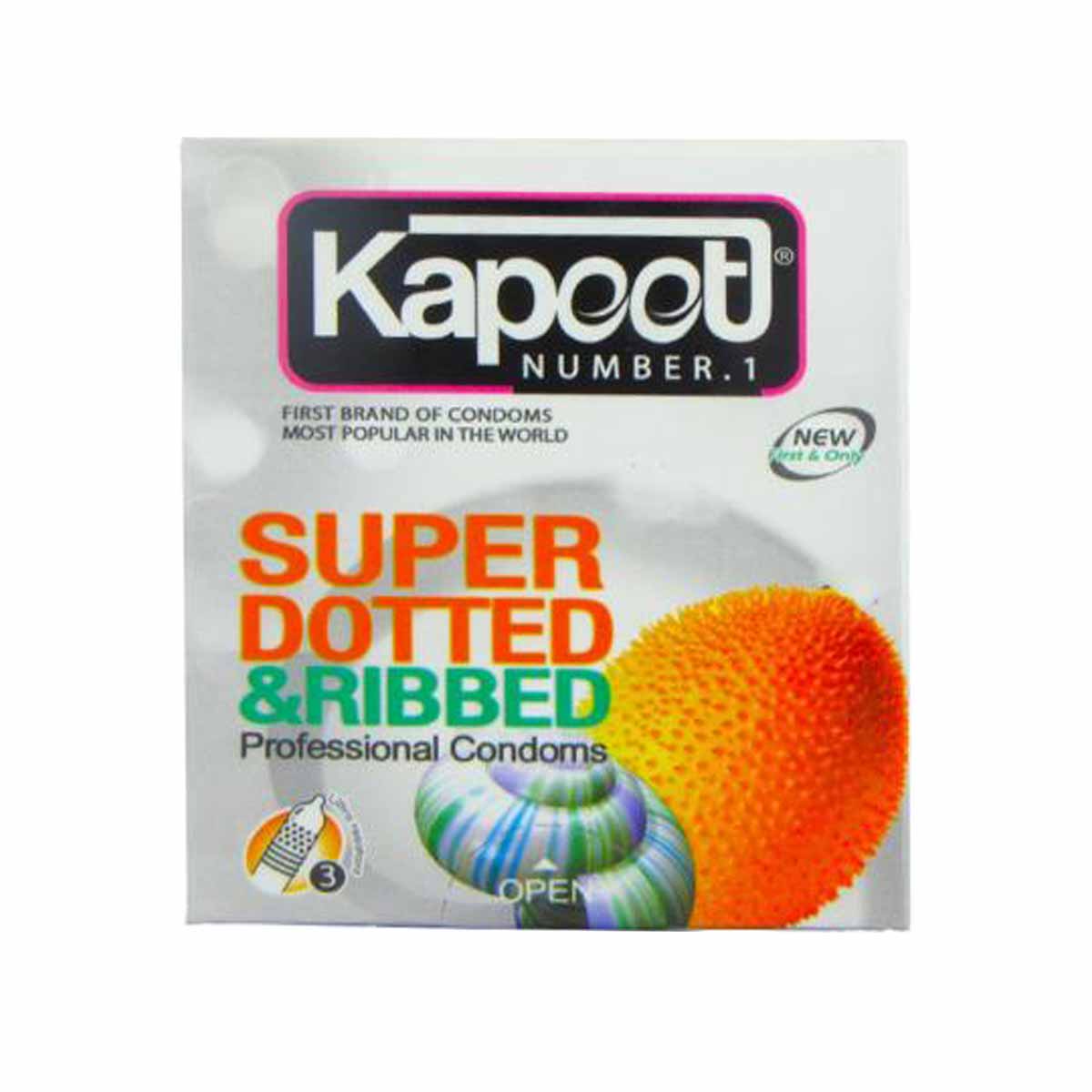 kapoot-super-dotted-condoms-3pcs کاندوم 3 عددي خاردار درشت کاپوت - Image 1