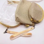 پک کیف آرایش 3 تایی طلقی شاین دار (طلایی)